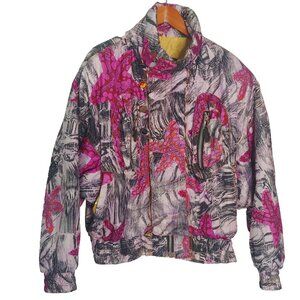 Fire And Ice Coat Women M Ski Jacket All Over Print Winter Starfish Vintage 90s